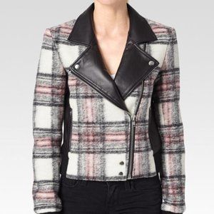 Paige Farrah Pink Plaid and Leather Bomber